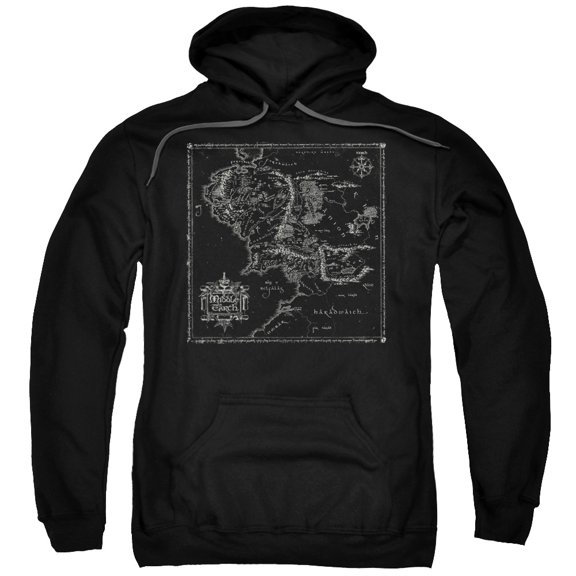 Lord of the Rings Map Of Me Adult Pullover Hoodie Sweatshirt Black