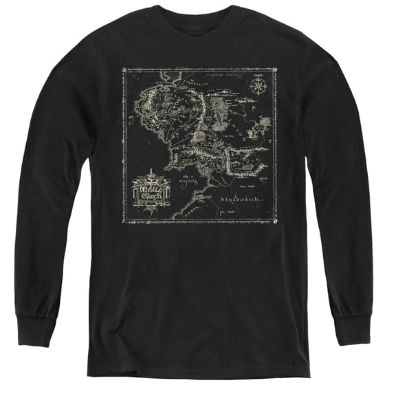 Lord Of The Rings - Map Of Me - Youth Long Sleeve Shirt - Large