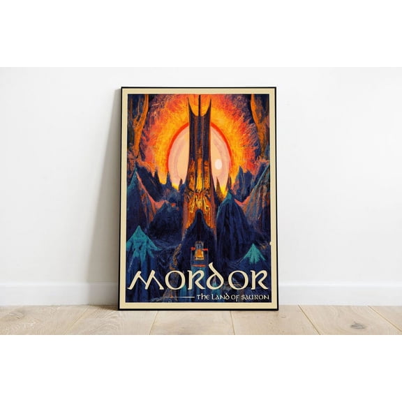 Lord Of The Rings Mordor Poster, LOTR Middle Earth Travel Wall Art