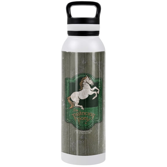 Lord Of The Rings Official The Prancing Pony 24 oz Insulated Canteen Water Bottle, Leak Resistant, Vacuum Insulated Stainless Steel with Loop Cap