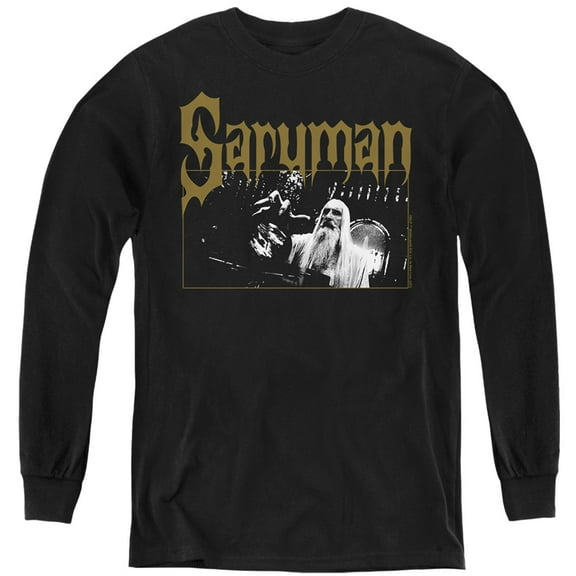 Lord Of The Rings Saruman Kids Long Sleeve T Shirt (Medium) for Youth Boys and Girls, Black