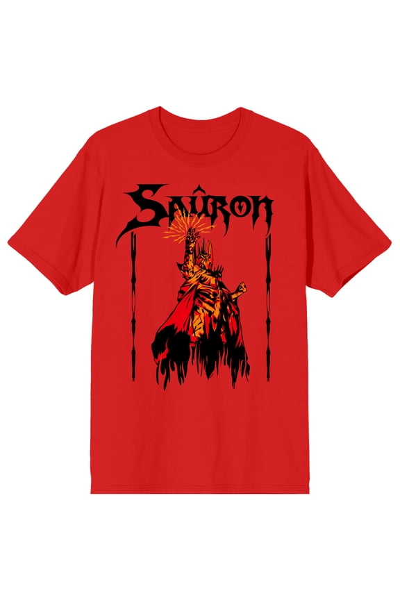 Lord Of The Rings Sauron Adult Red Crew Neck Short Sleeve T-shirt-Small