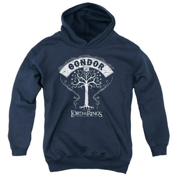 Lord Of The Rings Tree Of Gondor Kids Pull-Over Hoodie (Medium) for Youth Boys and Girls, Navy