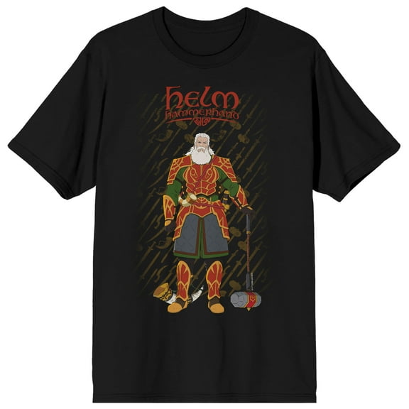 Lord Of The Rings War Of The Rohirrim Helm Hammerhand Adult Black Crew Neck Short Sleeve T-shirt -XS