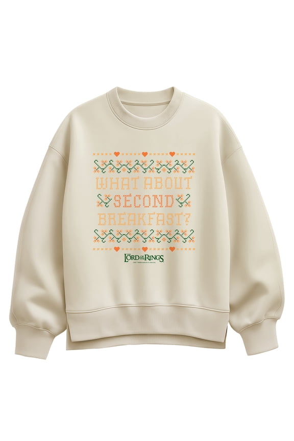 Lord Of The Rings - What About Second Breakfast - Women's Oversized Fleece Crew Sweatshirt