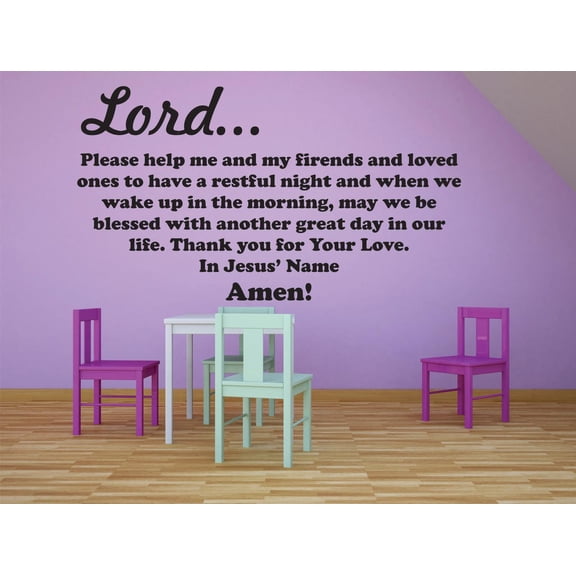 Lord Please Help Me , My Friends & Loved Ones To Have A Restful Night. When We Wake Up May We Be Blessed. Thank You Jesus Amen Baby Nursery Room Decor Custom Wall Decal Vinyl Sticker 16x24â€
