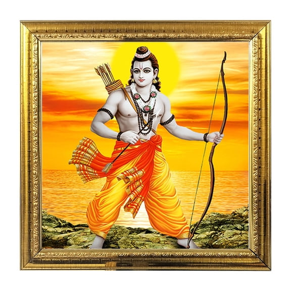 Lord Rama India God Photo Frame for Pooja Hindu Bhagwan Devi Devta PhotoGod Photo FramesWall Decor Photo 5.4 in