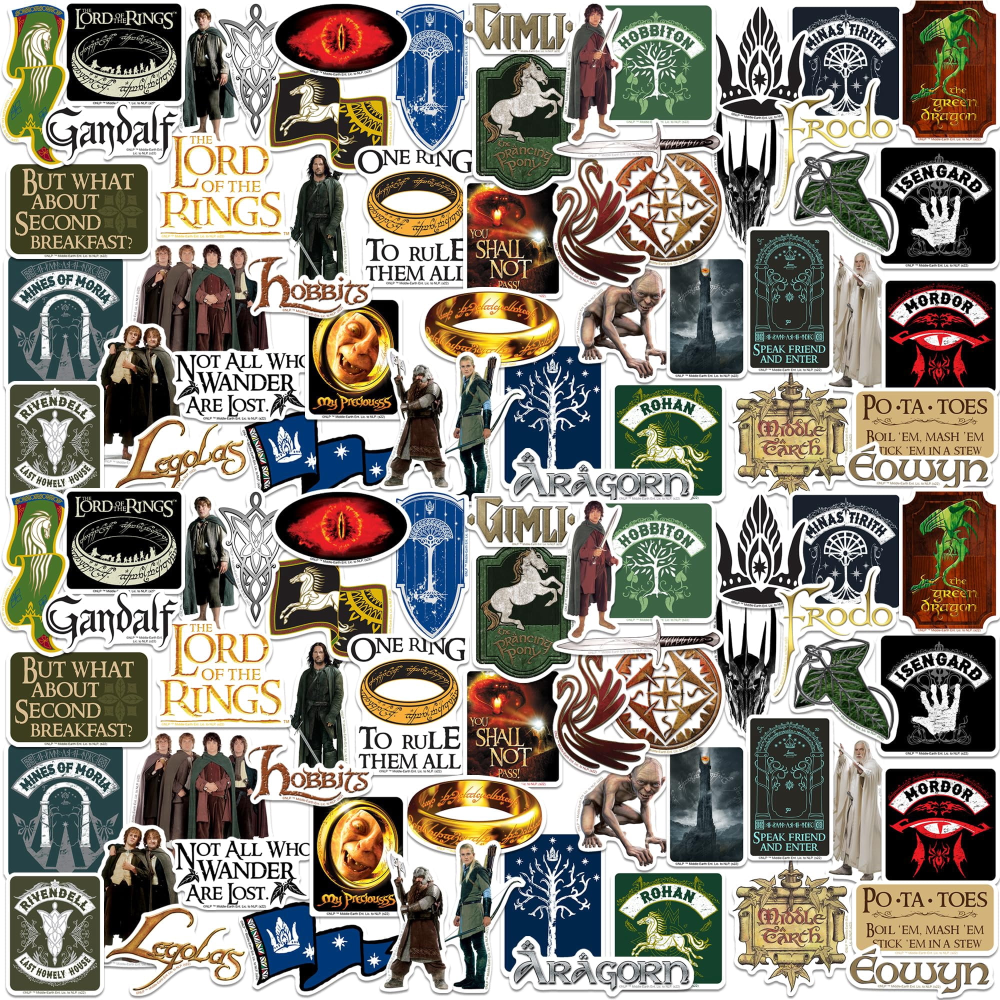 The Lord of The Rings 200ct Vinyl Large Deluxe Stickers Variety Pack  Officially Licensed Middle-Earth Designs  Gandalf, Frodo, One Ring & Icons  Laptop, Water Bottle, Scrapbooking, Indoor/Outdoor