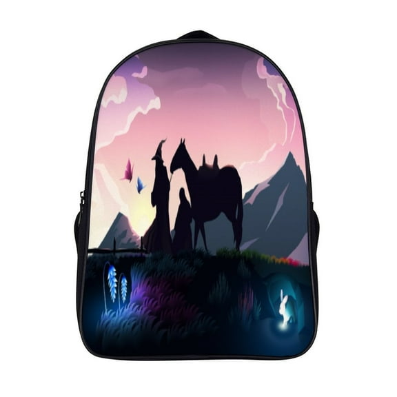 The Lord of the Rings Backpack Ideas 16 inch Black Middle Earth Colorful Rabbits Frodo Baggins,Backpacks for Adult Unisex,Gifts Men and Women Camping Hiking-Besetuui
