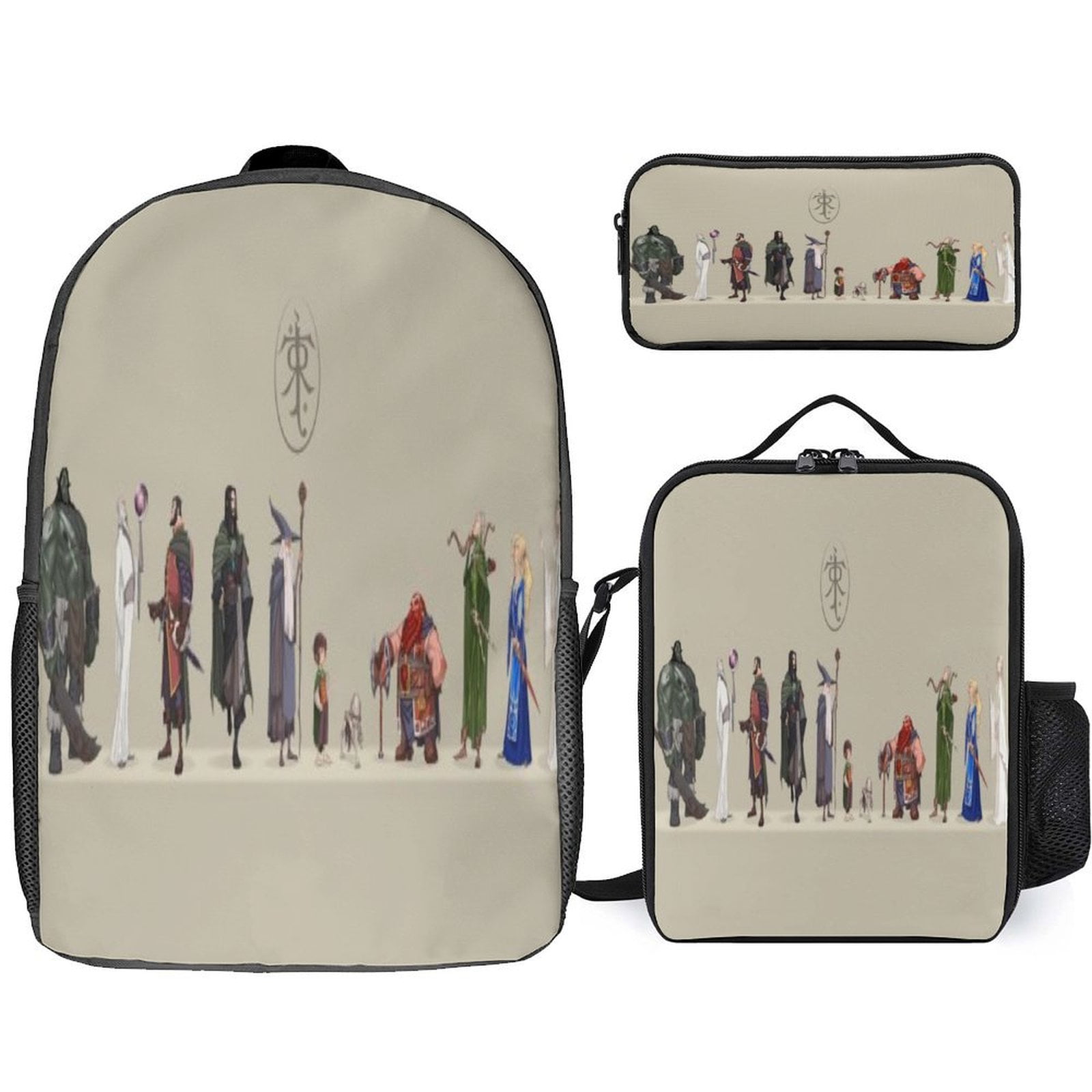 The Lord of the Rings Backpack with Lunch Bag Combo 17 inch Black,Frodo ...