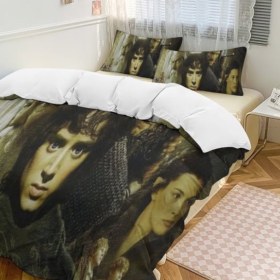 Lord of the Rings Duvet Covers Pillowcases 3 Piece Set 86"x70",Bedding Ensembles Frodo Baggins Galadriel Gandalf Legolas All-Season Family Bedrooms Decor