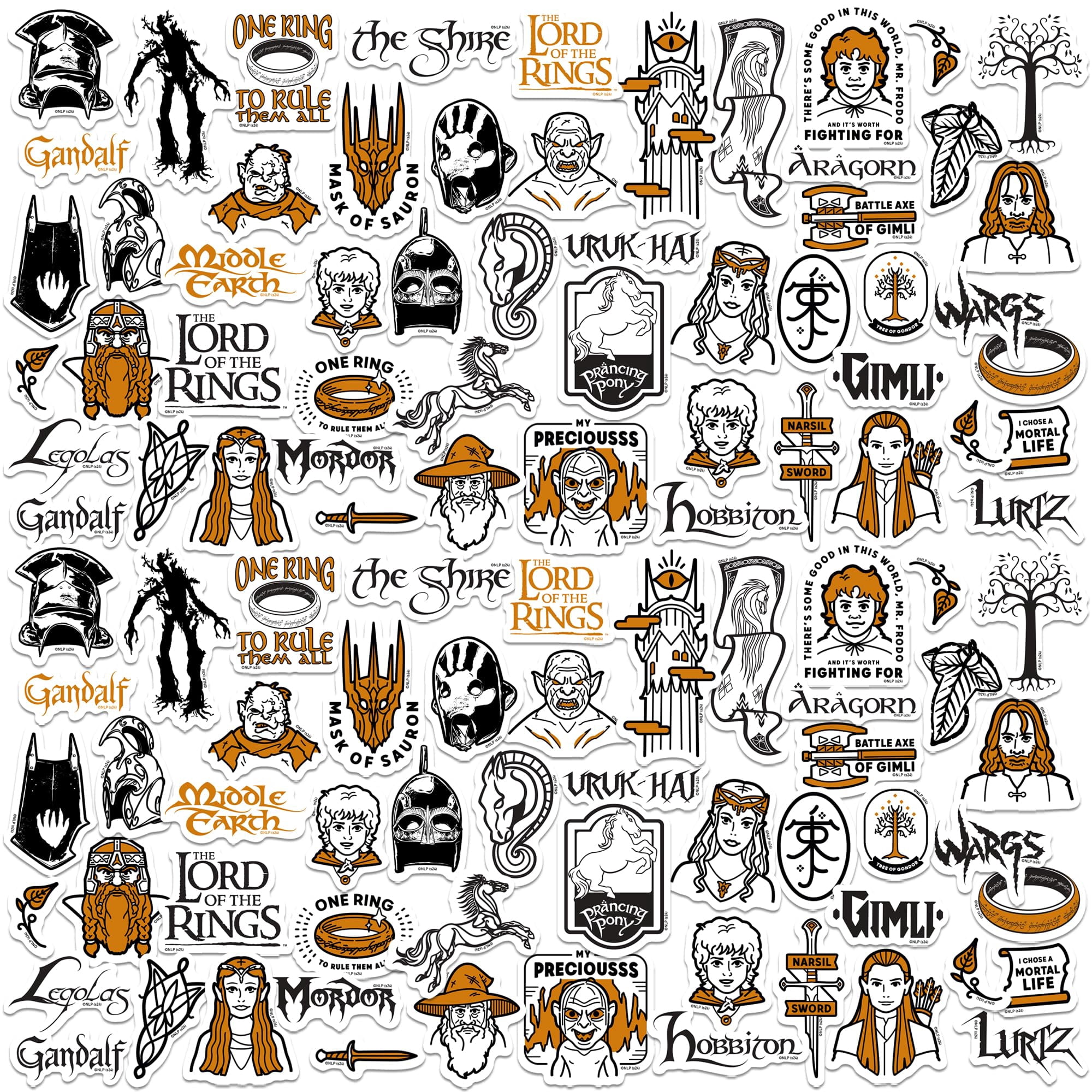 The Lord of The Rings Iconic 150ct Vinyl Large Deluxe Stickers Variety ...