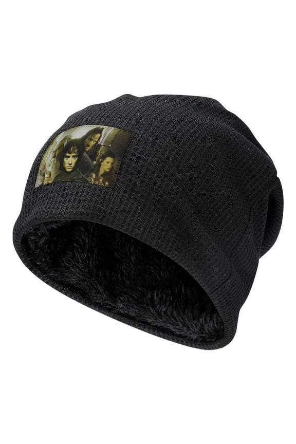 The Lord of the Rings Knitted Caps for Men Black-Style Fleece Lining One Size Frodo Baggins Galadriel Gandalf Legolas Men Women Hats for Autumn Winter Besetuui