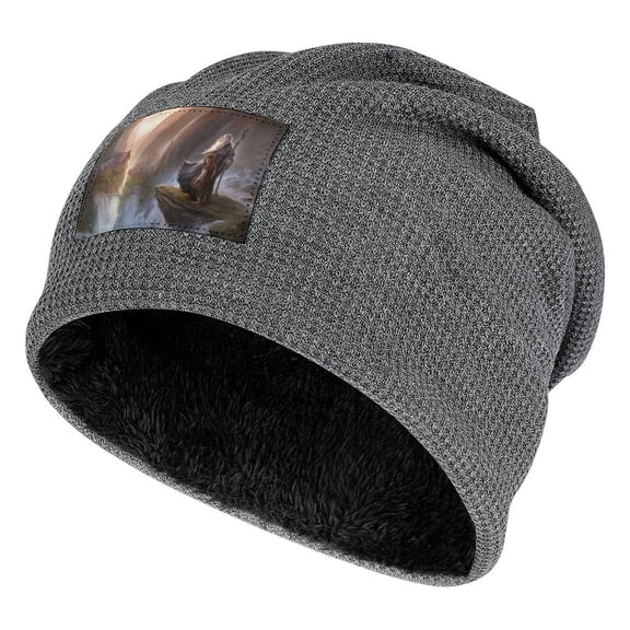 The Lord of the Rings Knitted Hat Charms Dark Gray-Style Fleece Lining One Size The Hobbit Gandalf Mythology Rivendell Men Women Hats for Autumn Winter Besetuui
