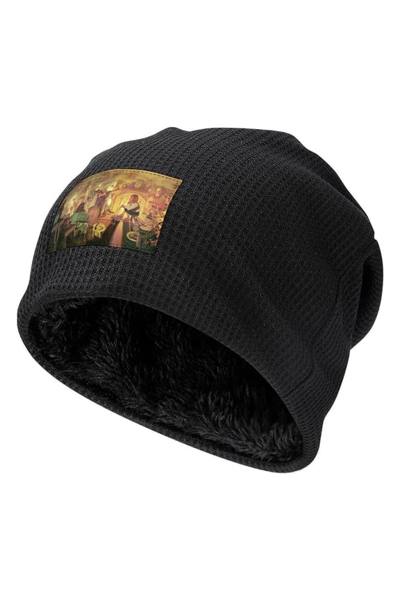 The Lord of the Rings Knitted Hat Novelty Black-Style Fleece Lining One Size Baggins Bilbo Fantasy Fireplace Men Women Hats for Autumn Winter Besetuui