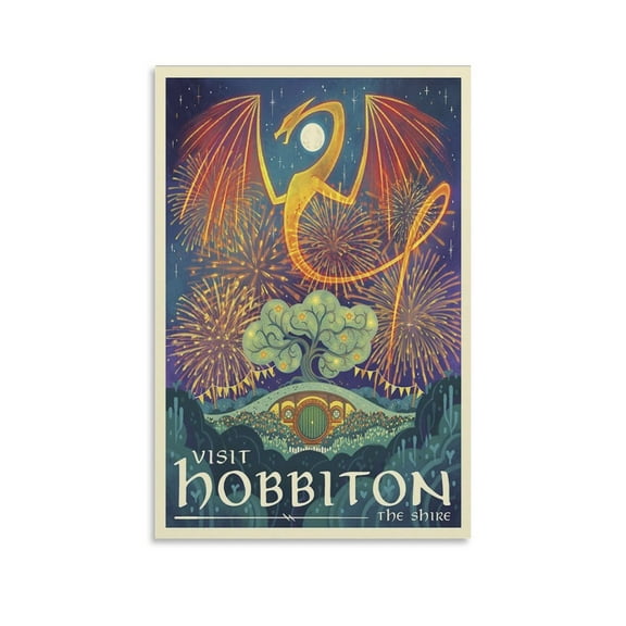 Lord of The Rings Middle Earth Retro Travel Poster (4) Canvas Poster Wall Art Picture Prints Hanging Photo Gift Decor Home Posters Artworks 08x12inch(20x30cm)