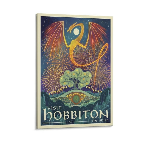 Lord of The Rings Middle Earth Retro Travel Poster (4) Posters Wall Art Painting Canvas Gift Living Room Prints Bedroom Decor Poster Artworks 12x18inch(30x45cm)