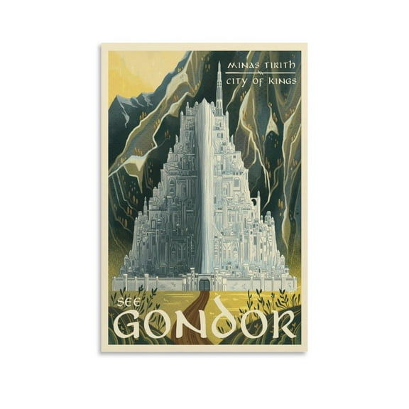 Lord of The Rings Retro Travel Poster Gondor Wall Art Picture Painting Poster Canvas Print Posters Artworks Bedroom Living Room Decor 24x36inch(60x90cm)