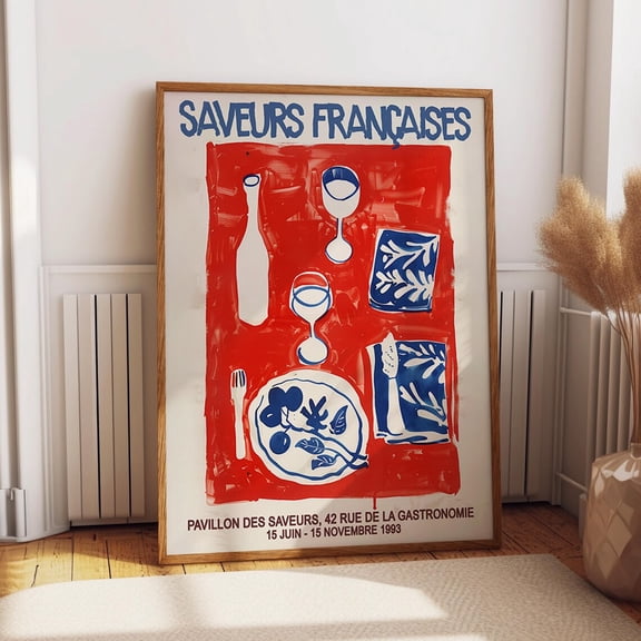 French Cuisine Wall Art – Modern Kitchen Artwork Wall Decor - Saveurs Françaises Culinary Exhibition Art Poster Wall Art, Modern Wall Decor, 24x36 UNFRAMED