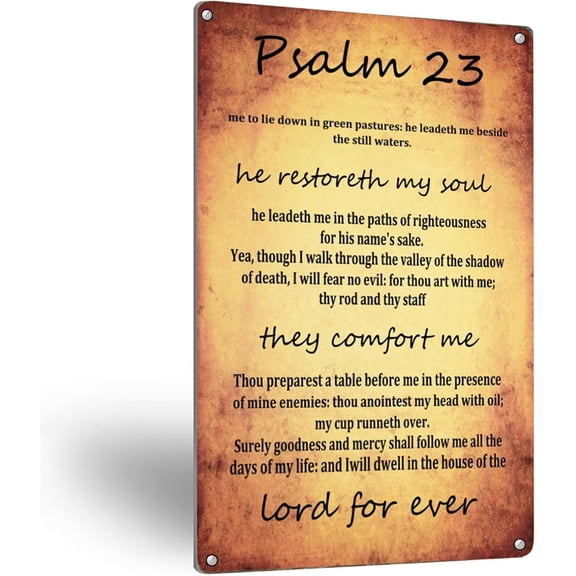 The Lord Is My Shepherd Wall Art Bible Verse Psalm 23 Retro Inspirational Wall Decor Scripture Bible Verse Christian Bible Quotes Christian Gifts for Outdoor&Indoor Home Wall Decor,812 inch