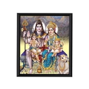 Lord Shiva & Family Wooden Photo Frame For Wall Hanging , Pooja Room - (13.5 x 9.5 inches,)