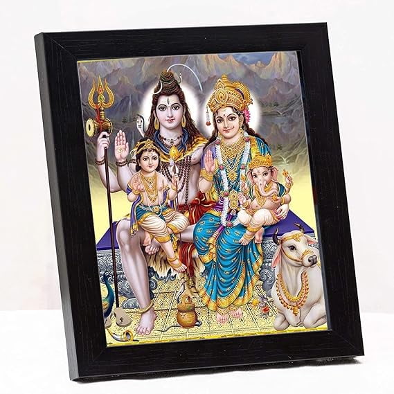 Lords Table Frame Lord Shiva & Family Wooden Table Photo Frame For Pooja Room Size Small ...