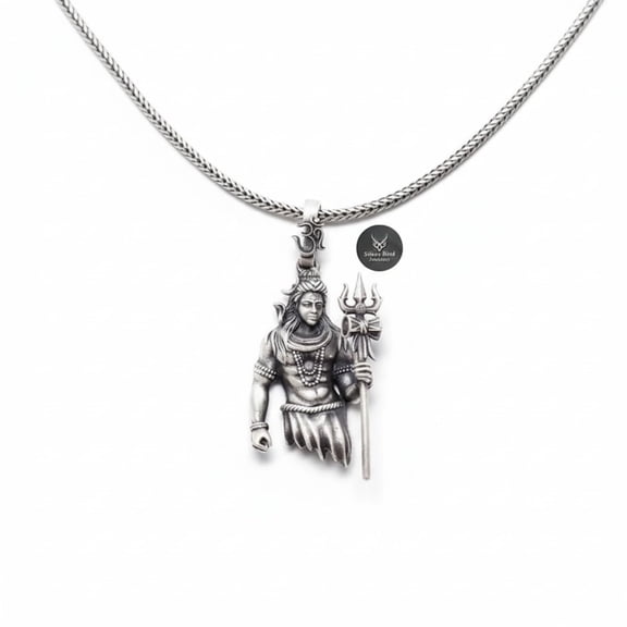 Lord Shiva Pendant Necklace Stainless Steel Trishul Damru Mahadev Design Spiritual Jewelry Chain Religious Gift for Men Hindu Devotional Fashion Accessory
