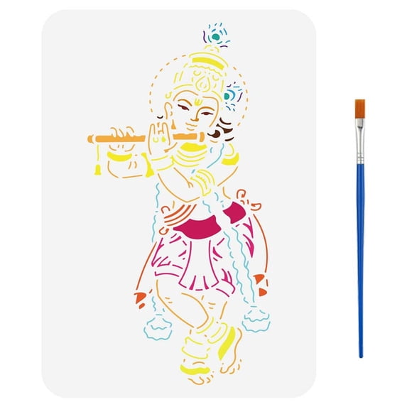 Lord Shiva Stencil with a Paint Brush 8.3x11.7inch India God Large Stencil Indian Lord Painting Stencil Indian Deity Theme Drawing Stencil
