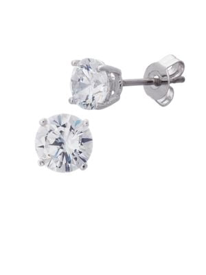 Cubic Zirconia and Sterling Silver Stud Earrings