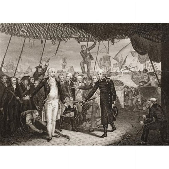 Lord Viscount Duncans Victory Admiral De Winter Resigning His Sword On Board Poster Print - Large - 34 x 24