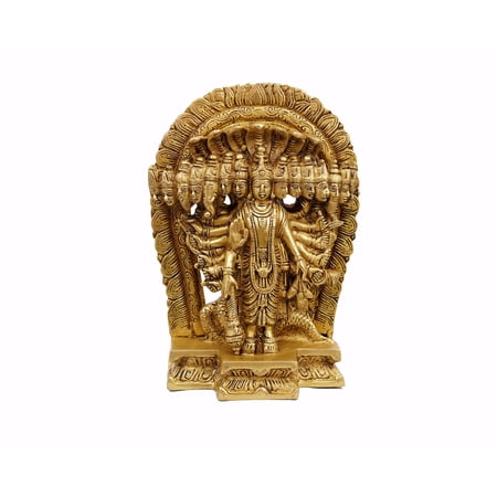Lord Vishnu Idol Brass Statue with ten Heads for Puja, Home Mandirs, Gifts by Pooja Bazar 4 X 11 X 6.5 In