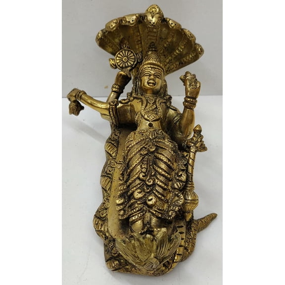Lord Vishnu Resting on Sheshnag Vishnu Brass Statue Indian God Statue Lord Vishnu Figurine Hindu God Vishnu Idol Sculpture Sheshshayi Narayana Murti Spiritual Religious Pooja Item - AtoZ India Cart