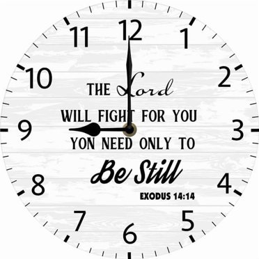 The Lord Will Fight For You Christian Wall Clock Gift For Women Inspirational Religious Gifts For Her Birthday Christmas Mom Sister Friend 10 Inch Silent Non-Ticking Clock Battery Operated