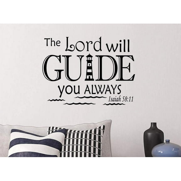 The Lord Will Guide You Always 23 X 17 Religious Wall Quote Decal Sticker Corinthians Calligraphy Art Decor Motivational Inspirational Decorative Lettering