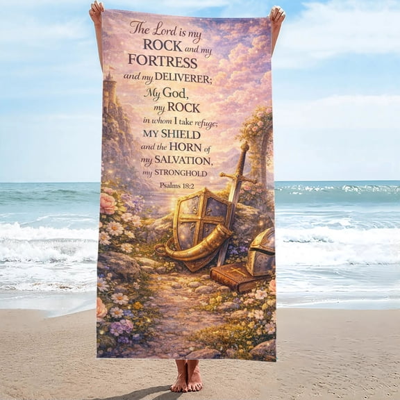 Lord is My ROCK Oversized Beach Towel, Sand-Free 27.5" x 55"