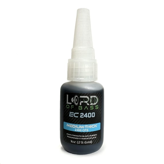 Lord of Bass EC2400 Black Medium-Thick Premium Rubber Toughened CA - Super Glue 1oz