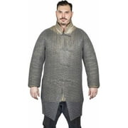 Lord of Battles Medieval Hauberk Round Ring Chainmail Shirt for Historical Reenactments,Butted 9mm 16 Gauge, Spring Steel