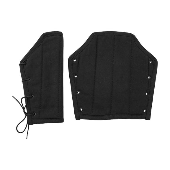Lord of Battles Medieval Padded Bracers with Leather Cord Closure, Arm Guard Armor Pair for LARP, Cosplay, Theatre Props, Viking Theme Events - Black
