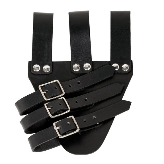 Lord of Battles Medieval Tri-Buckled Angled Rapier Frog with Genuine Black Buff Leather for Viking Knight LARP, Renaissance Fairs, Theatre Plays