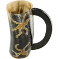 thumbnail image 1 of Lord of Battles Viking Beer Drinking Mug Burnt Earth Design Handmade Genuine Ox Horn, 1 of 5