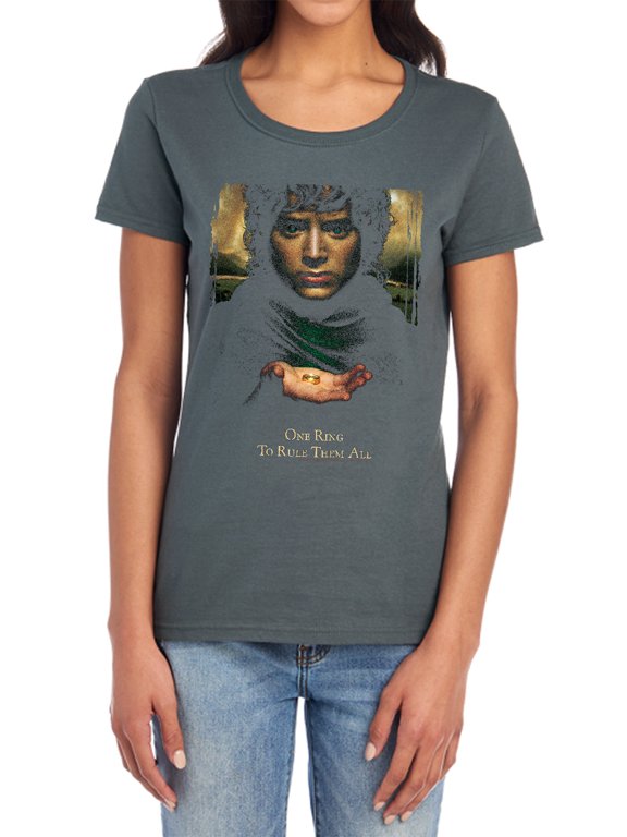 Lord of The Rings Frodo One Ring Women's T Shirt, Charcoal, Large