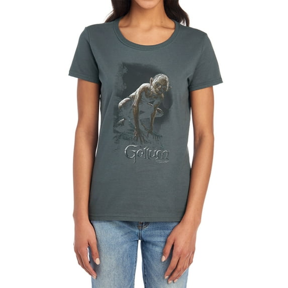 Lord of The Rings Gollum Women's T Shirt, Charcoal, Small