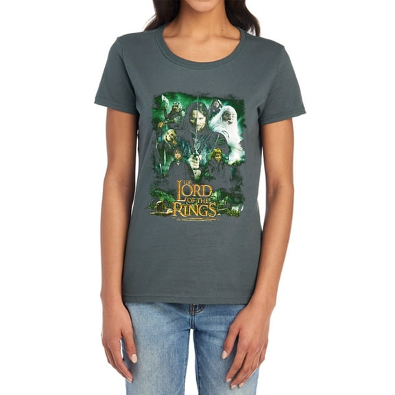 Lord of The Rings Hero Group Women's T Shirt, Charcoal, Medium
