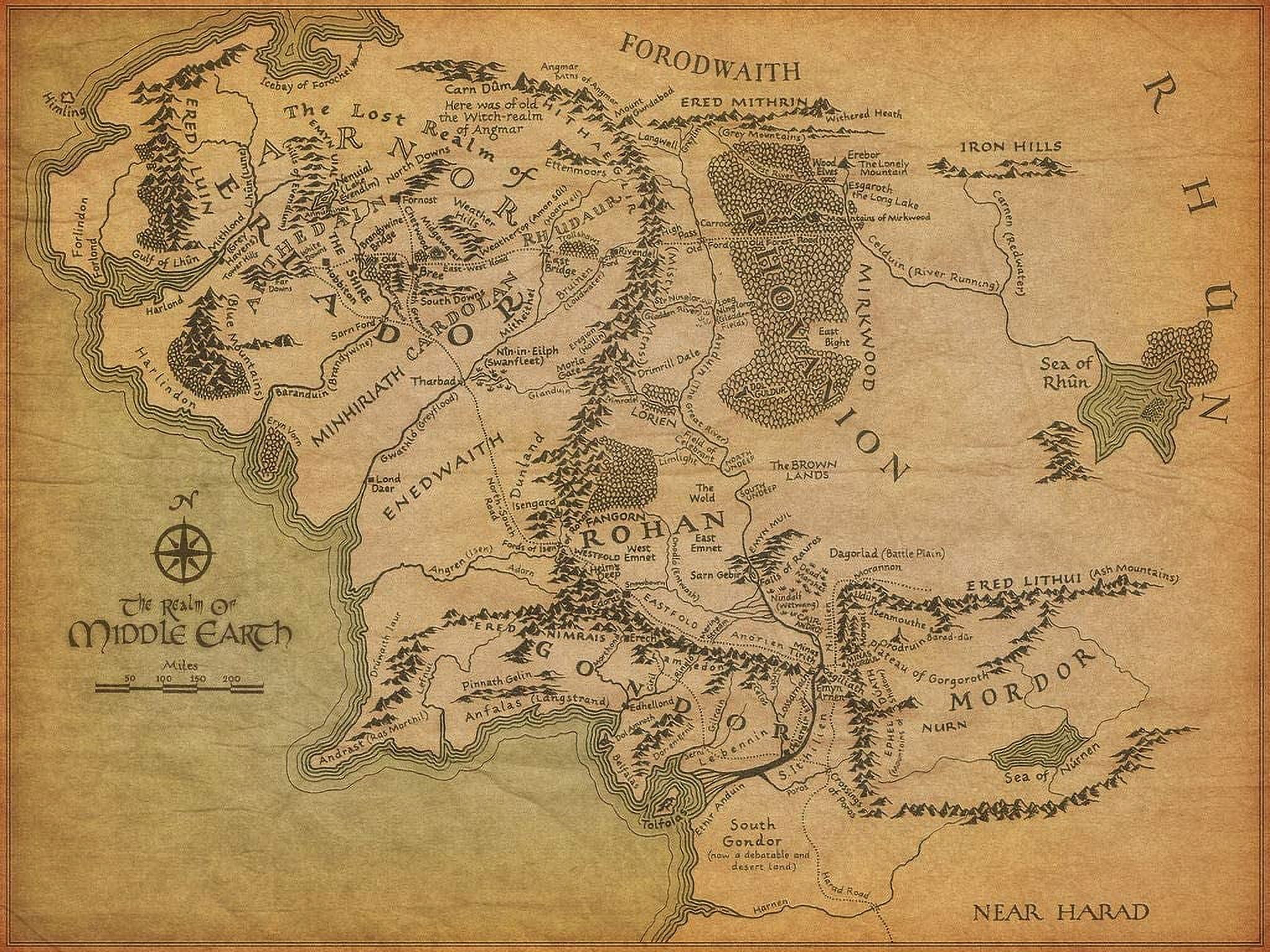 Map of Middle Earth: Lord of the Rings – The Woodshop at Avalon