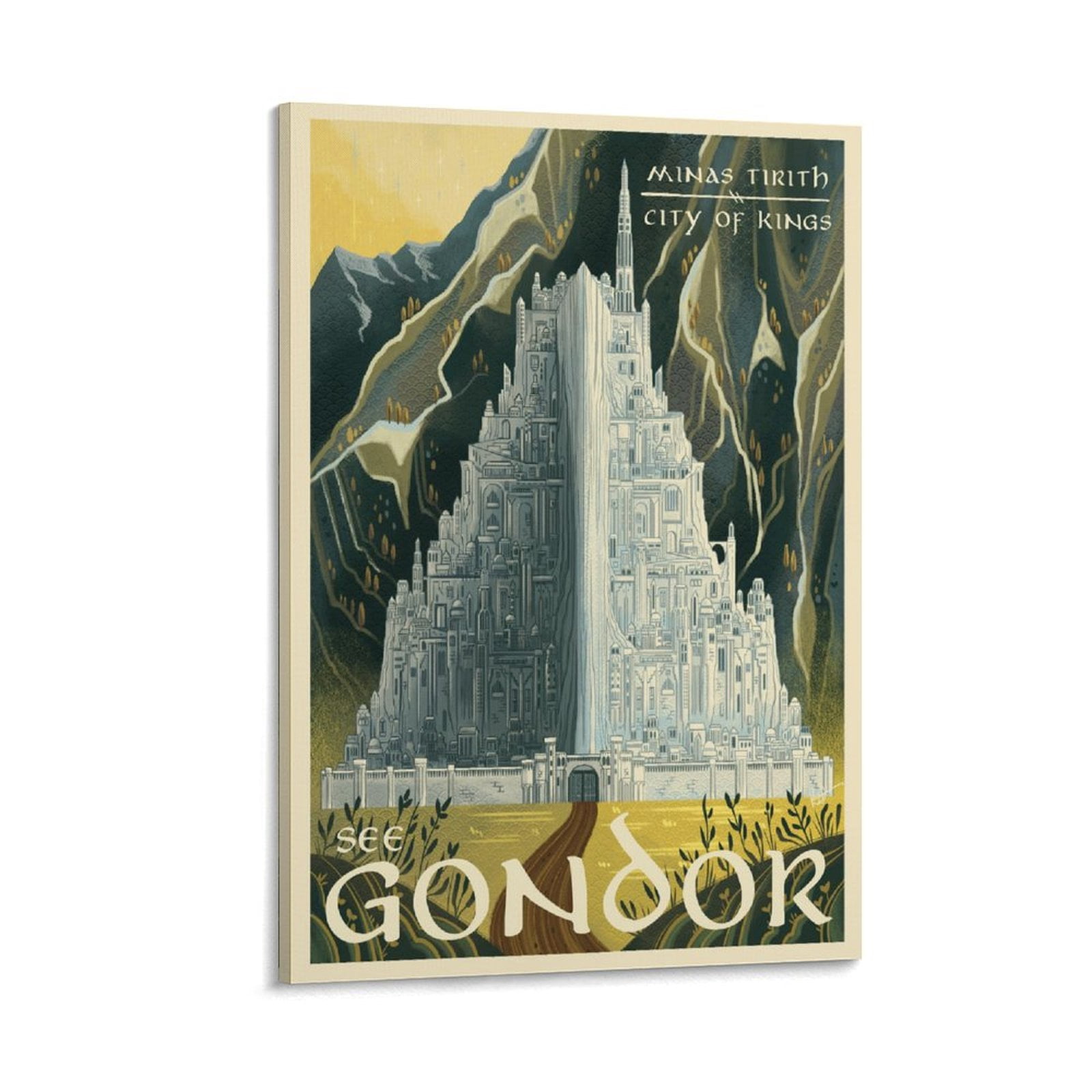 Lord of The Rings Retro Travel Poster GONDOR Canvas Poster Wall Art ...