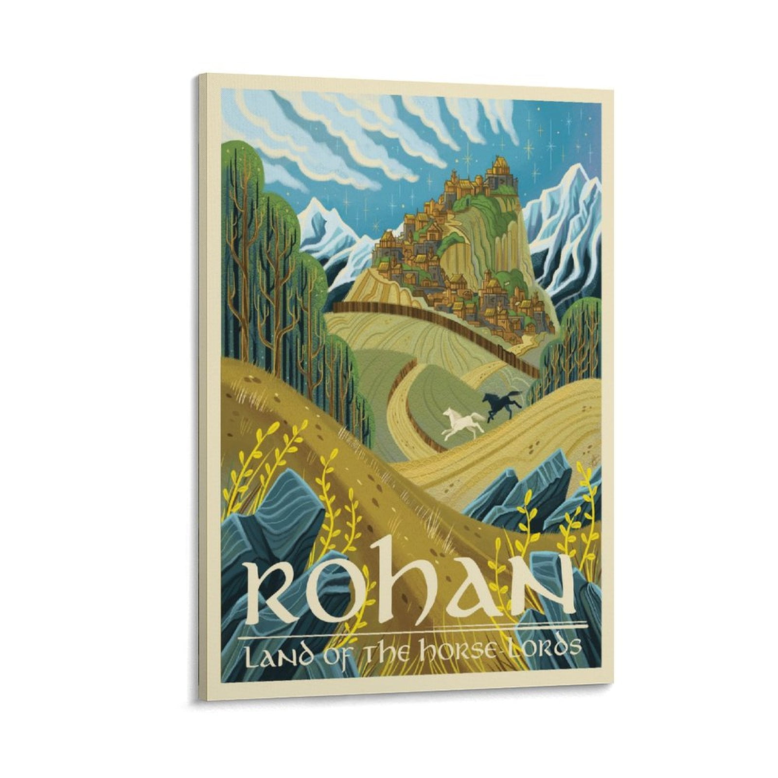 Posters By Rojan Lord of The Rings Retro Travel Poster Rohan Picture Print Wall Art ...