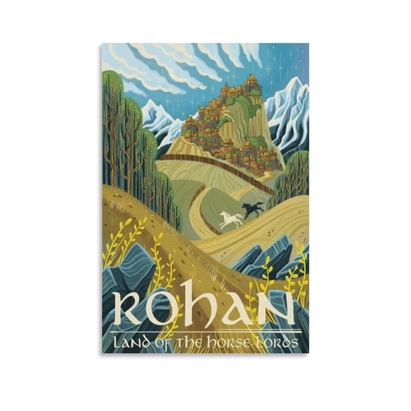 Lord of The Rings Retro Travel Rohan Wall Art Poster Scroll Canvas Painting Picture Living Room Decor Home 12x18inch(30x45cm)