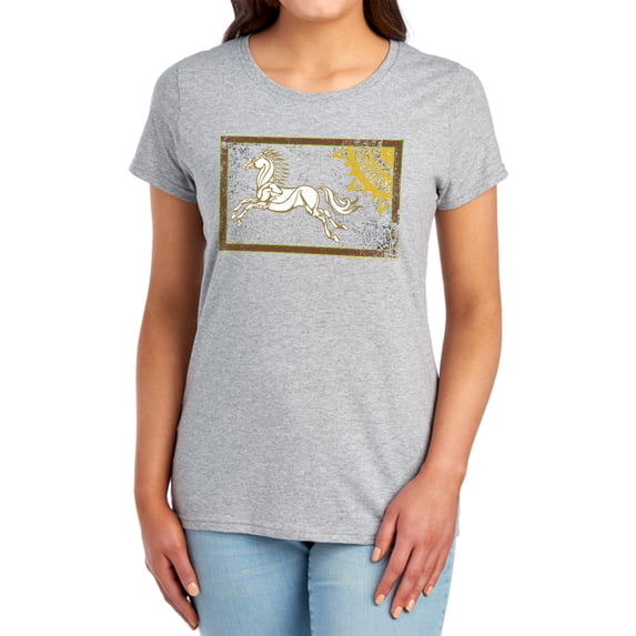 Lord of The Rings Rohan Banner Women's T Shirt, Athletic Heather, Large