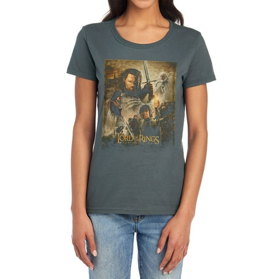 Lord of The Rings Rotk Poster Women's T Shirt, Charcoal, 2X-Large