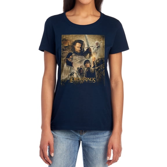 Lord of The Rings Rotk Poster Women's T Shirt, Navy, Small
